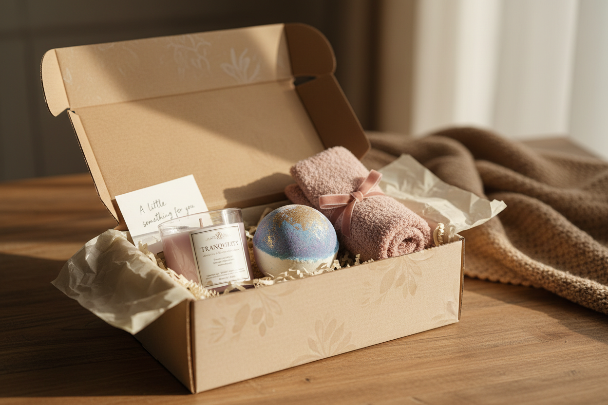 care-relief-box-with-candle-fuzzy-socks-and-bath-bomb-already-opened